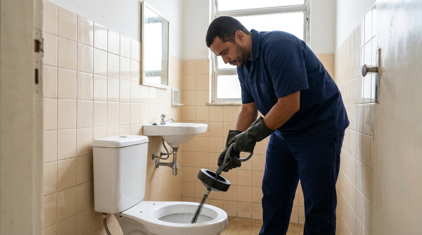 Desentupimento de vaso residencial em Limeira‑SP