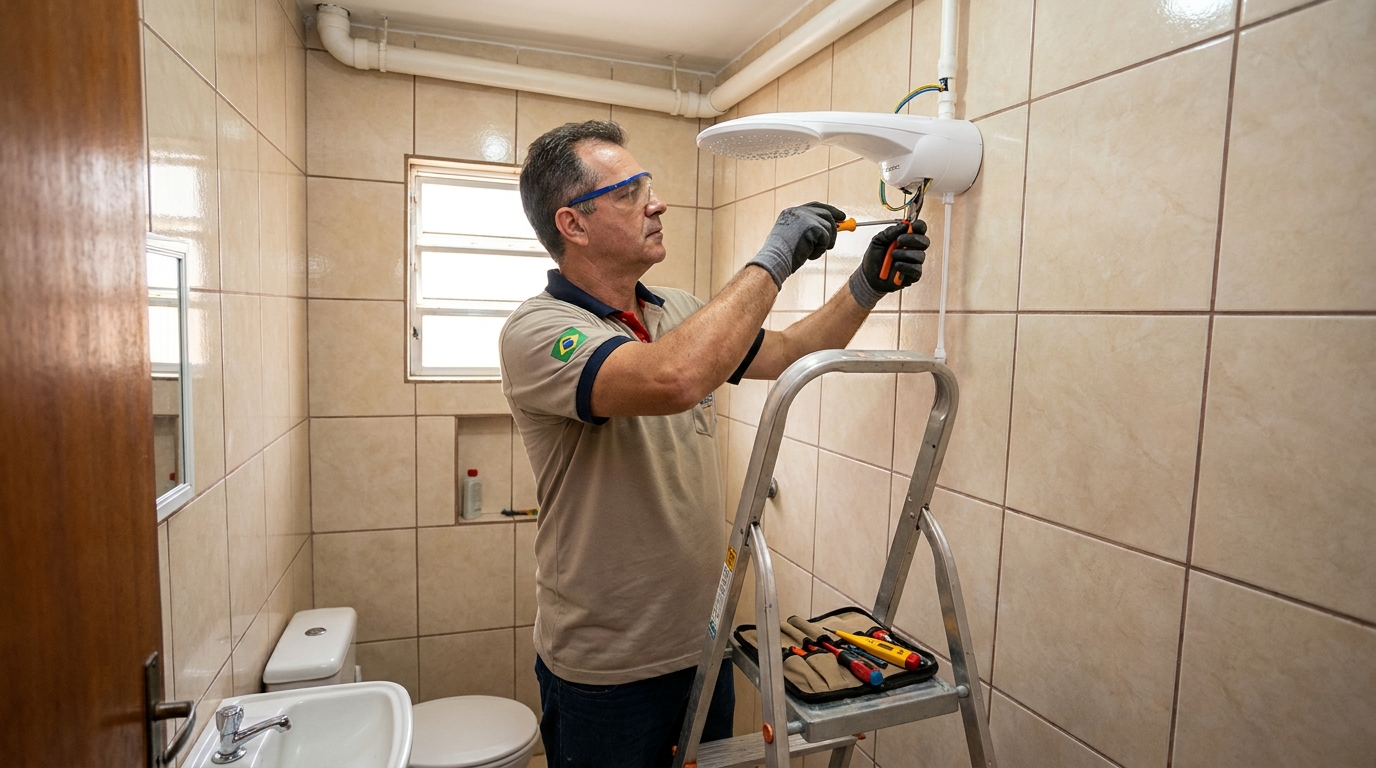 Instalação de chuveiro no banheiro em Limeira‑SP